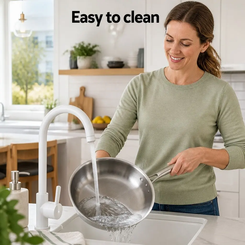 Stainless Steel Frying Pan Set Kitchen 25cm 30cm