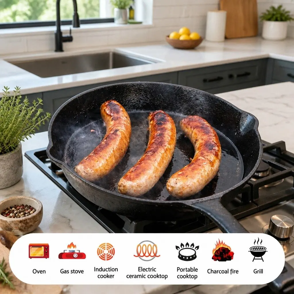 Cast Iron Frying Pan Set Kitchen 3 Piece Non Stick Cookware Skillet