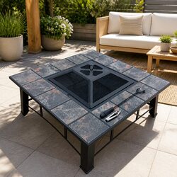 4-in-1 Table Dimensions: 81 x 81 x 44 cm, Black Steel