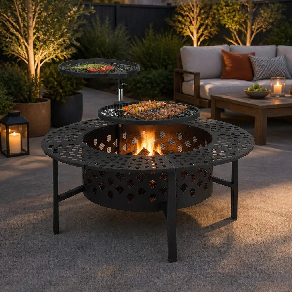 3-in-1 Charcoal Smoker Fire Pit