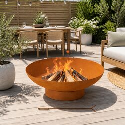 Fire Pit Iron Bowl 80cm Outdoor Patio Fireplace Wood Burner Garden Heater