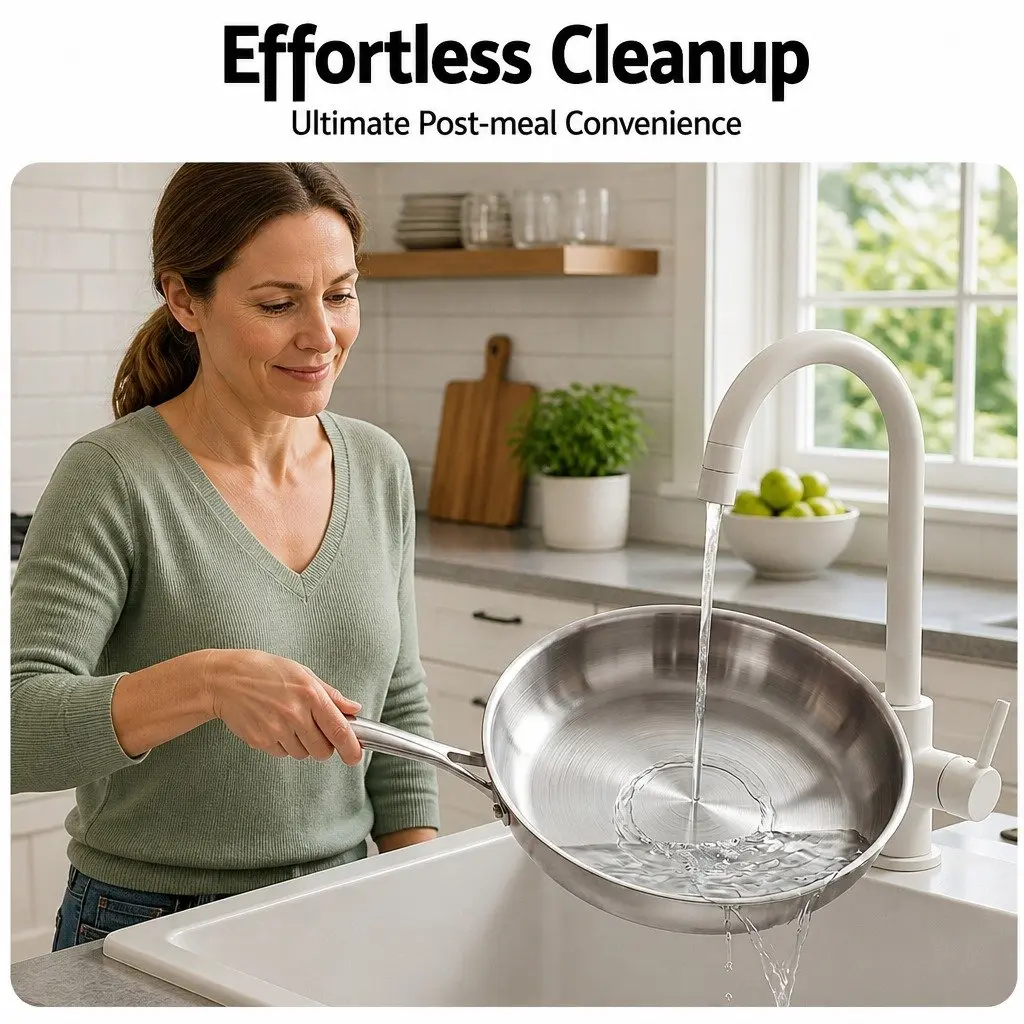 Stainless Steel Frying Pan for Kitchen 30cm Uncoated Tri-Ply Induction Frypan Silver