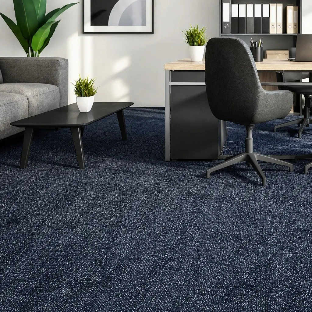 Carpet Tiles 20x Heavy Duty Office Commercial 5m2 Blue Self-Adhesive