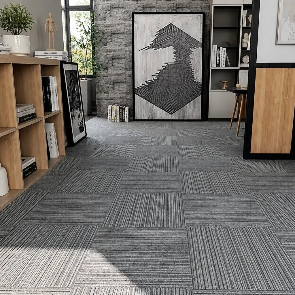 Carpet Tiles Commercial Use 50x50cm 20 Tiles Black Blue Grey