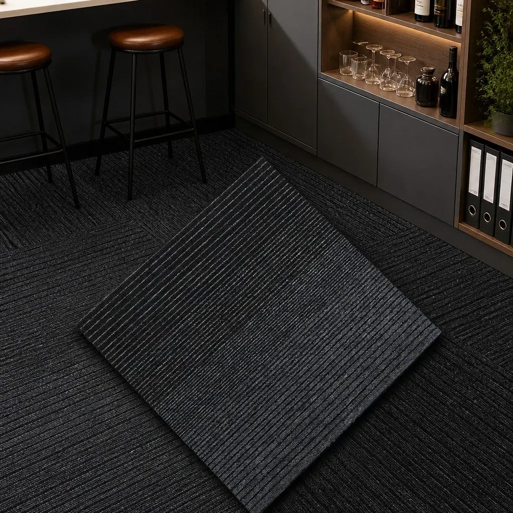 Carpet Tiles 5m2 Box 20 Pieces 50x50cm Commercial Grade Black Heavy Duty