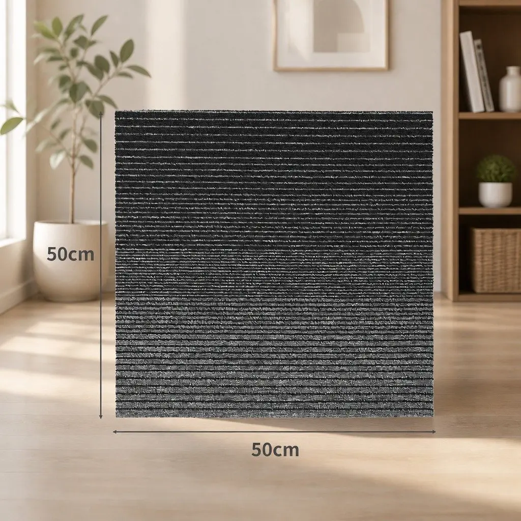 Carpet Tiles 5m2 Box 20 Pieces 50x50cm Commercial Grade Black Heavy Duty