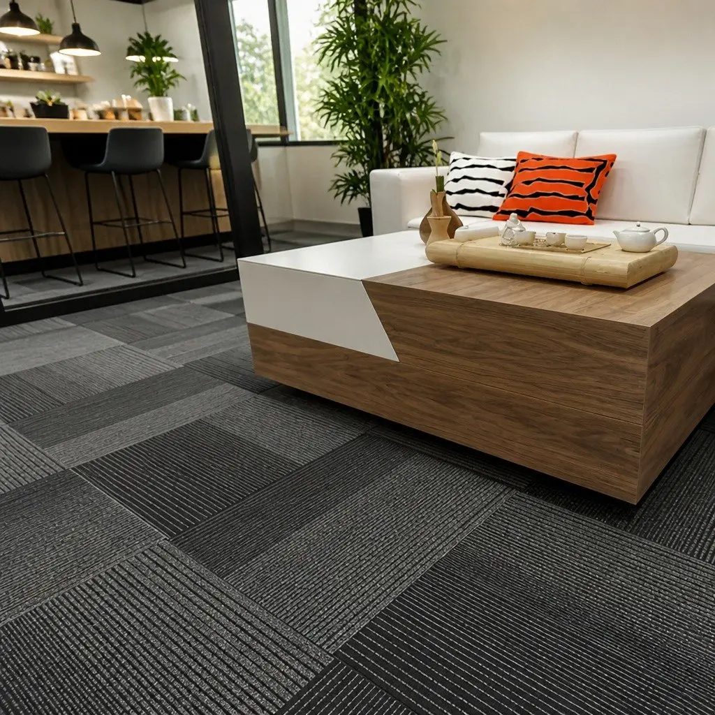 Carpet Tiles 5m2 Box 20 Pieces 50x50cm Commercial Grade Black Heavy Duty