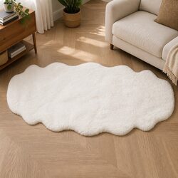 60x160cm White Cloud Soft Area Rug with Faux Suede Base