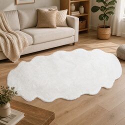 80x200cm White Faux Fur Rug with 20mm Pile Height