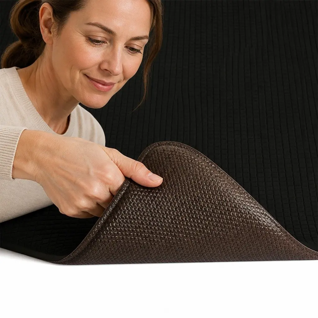 Kitchen Mat 2PCS Non Slip Anti Fatigue PU Rug Black Waterproof Runner Pad