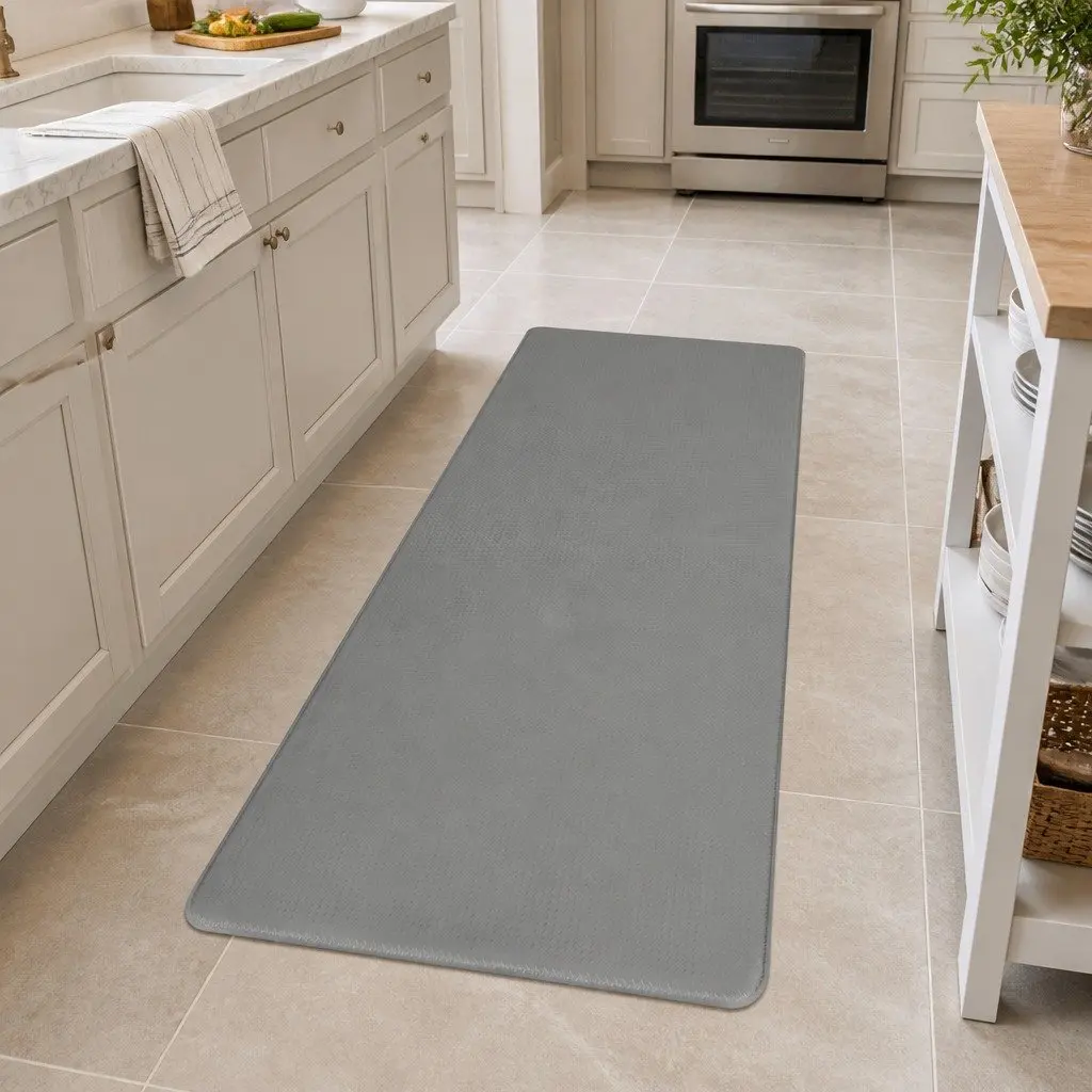 Kitchen Mat Non Slip Anti Fatigue Grey Soft Rug 2 Piece Set