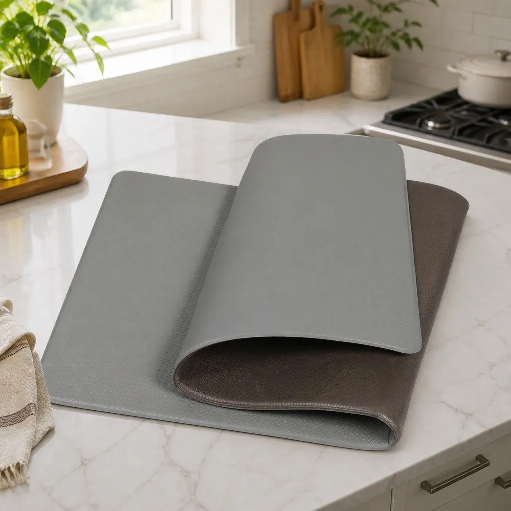 Kitchen Mat Non Slip Anti Fatigue Grey Soft Rug 2 Piece Set