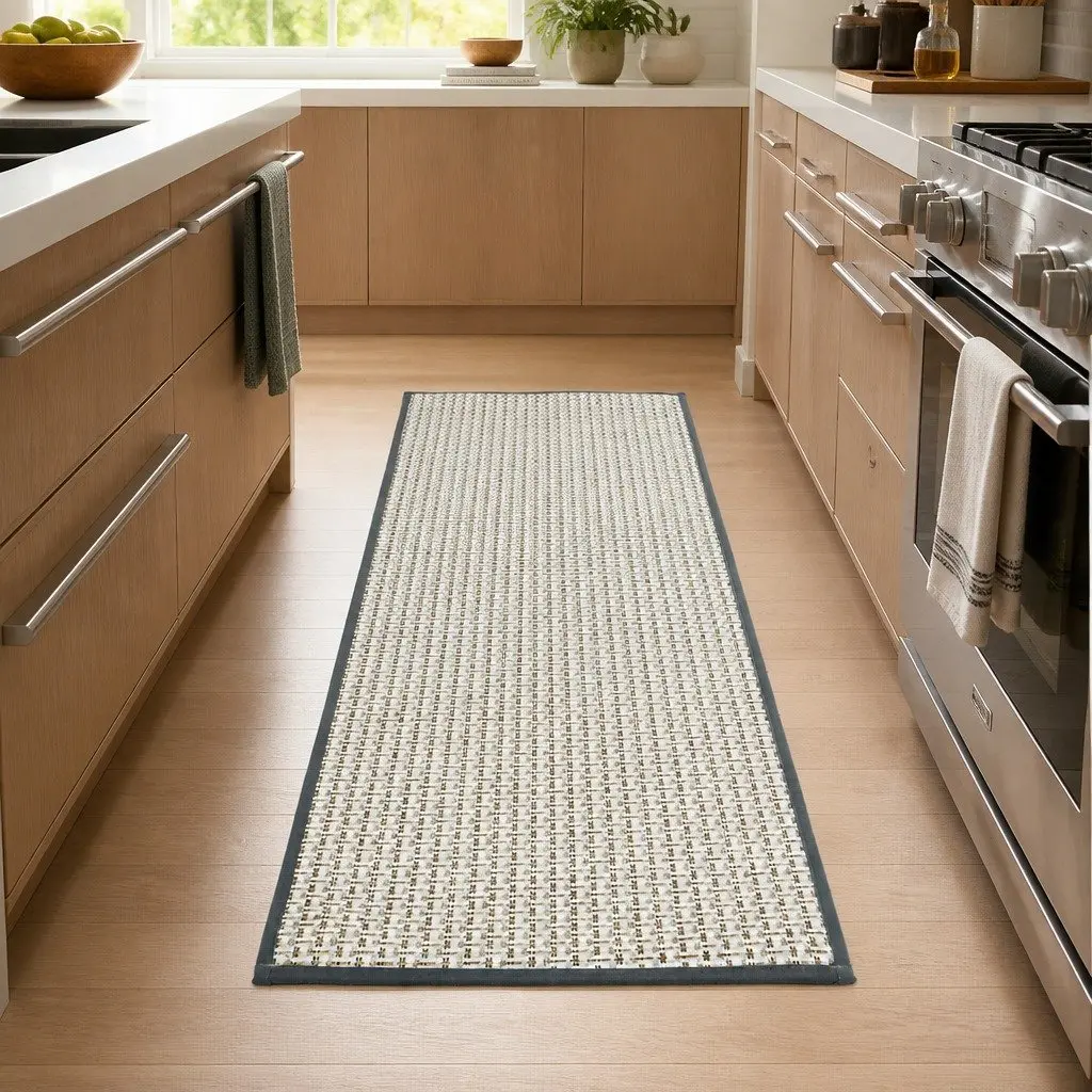 Woven Kitchen Rug Non Slip Absorbent Mat 2 Piece Grey