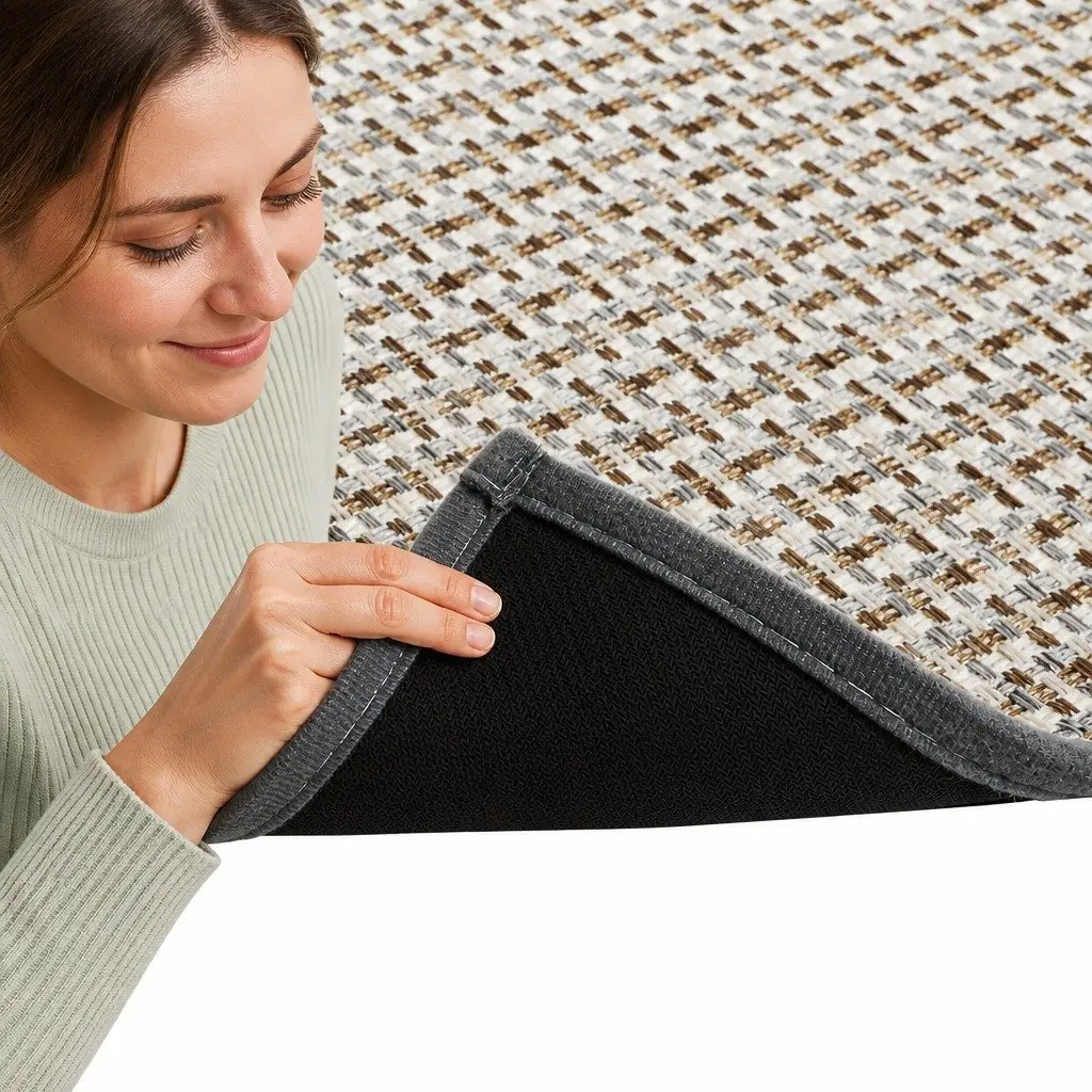 Woven Kitchen Rug Non Slip Absorbent Mat 2 Piece Grey