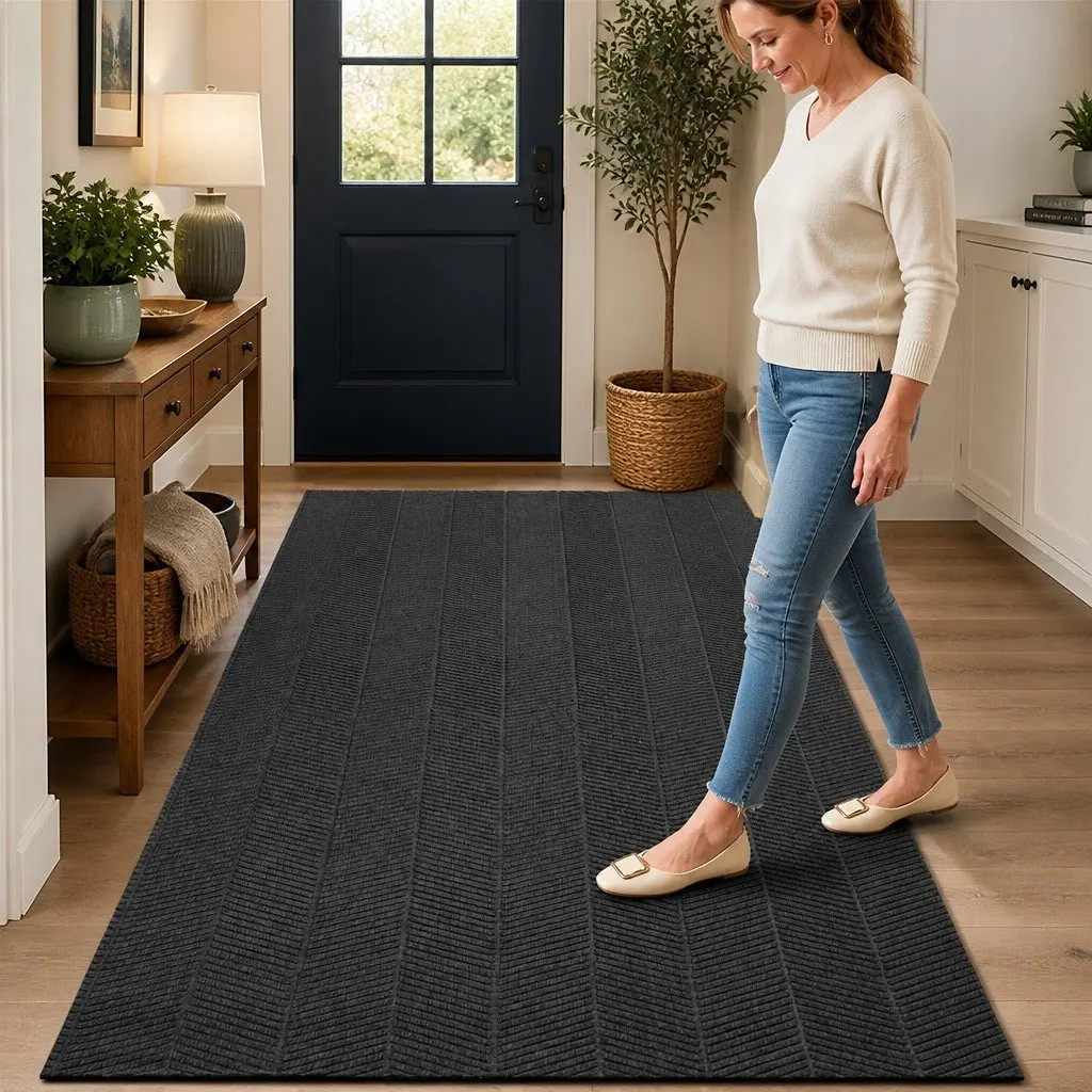 Extra Large Floor Rug Non Slip 90cm x 305cm Anti-Slip Tire Tread Design Heavy