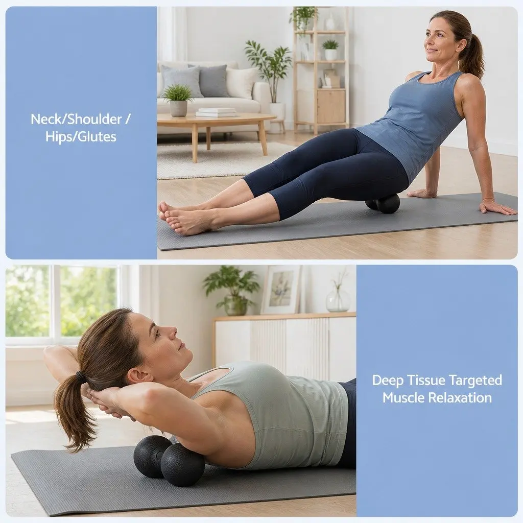 Foam Roller Set 4 in 1 for Deep Tissue Massage and Muscle Recovery 33cm x 14cm Black