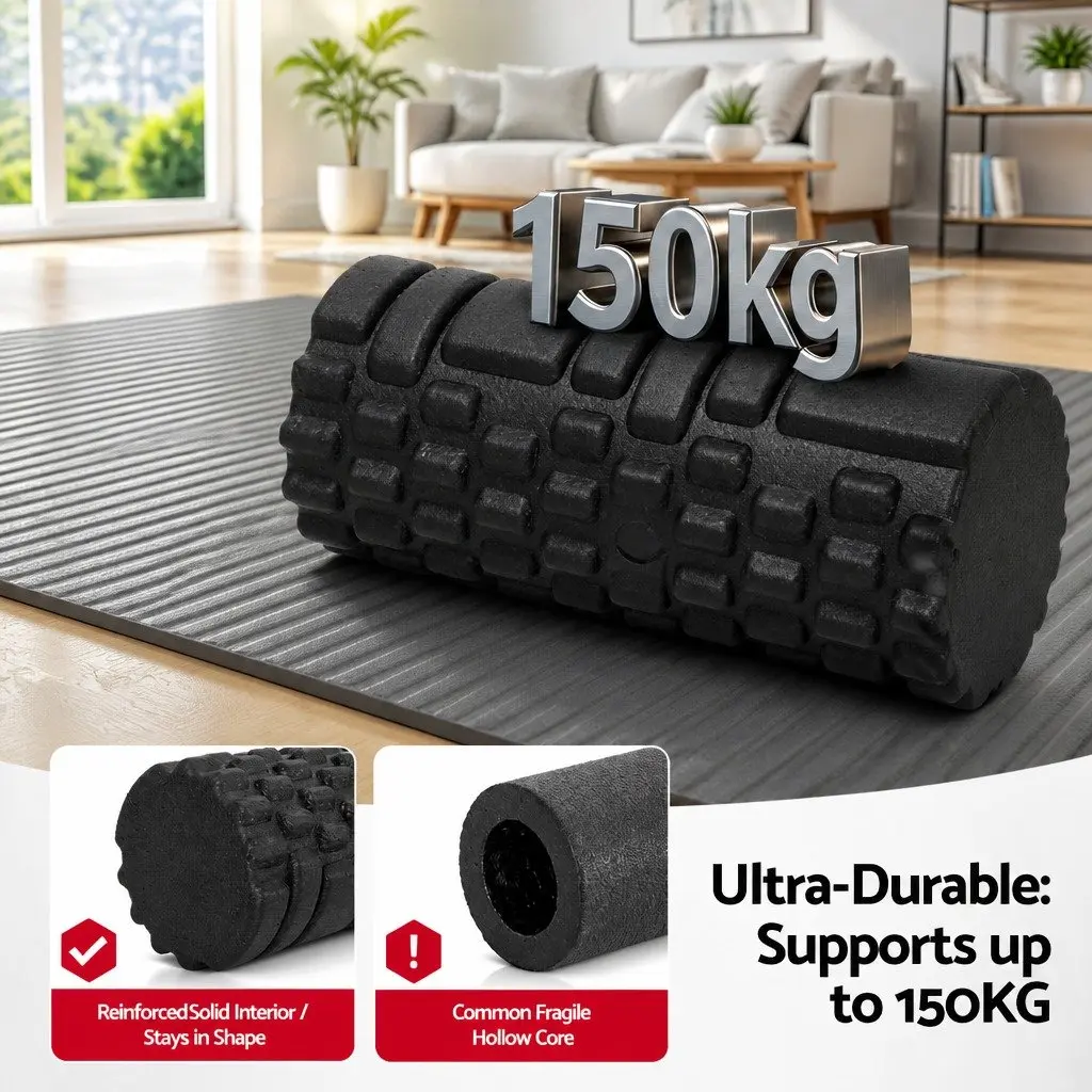 Foam Roller Set 4 in 1 for Deep Tissue Massage and Muscle Recovery 33cm x 14cm Black