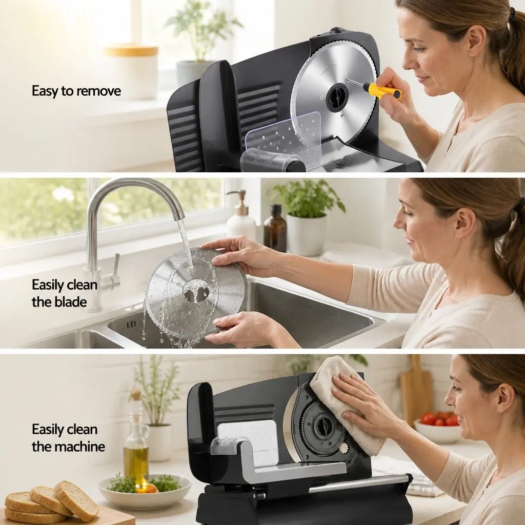 Food Slicer Kitchen 200W Adjustable Thickness Stainless Steel 0-15mm