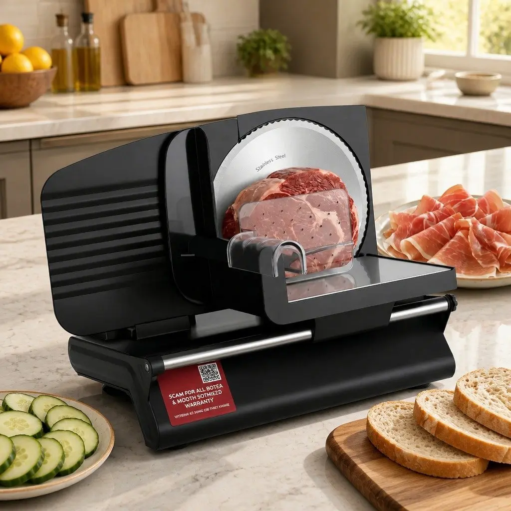 Food Slicer Kitchen 200W Adjustable Thickness Stainless Steel 0-15mm