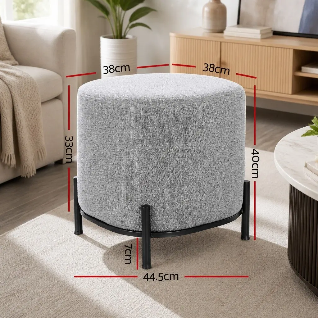 Ottoman Foot Stool Living Room Bedroom Square Grey Black Linen Seat 38cm x 38cm x 40cm
