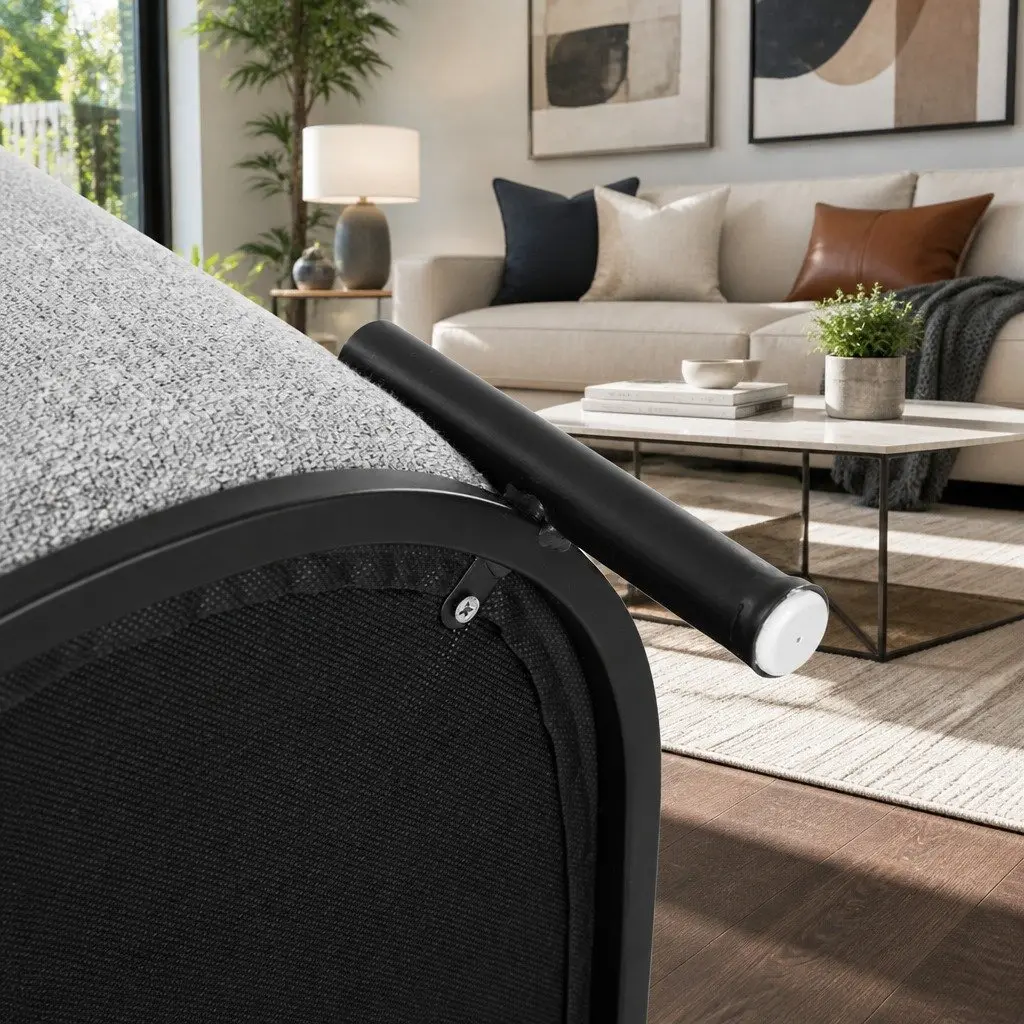 Ottoman Foot Stool Living Room Bedroom Square Grey Black Linen Seat 38cm x 38cm x 40cm