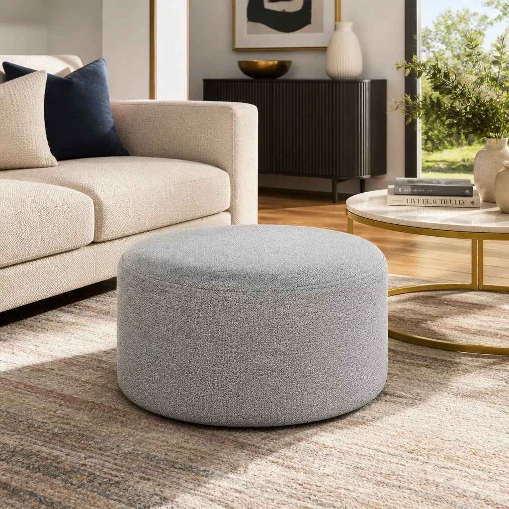 Ottoman Foot Stool Living Room Bedroom Square Grey Black Linen Seat 38cm x 38cm x 40cm