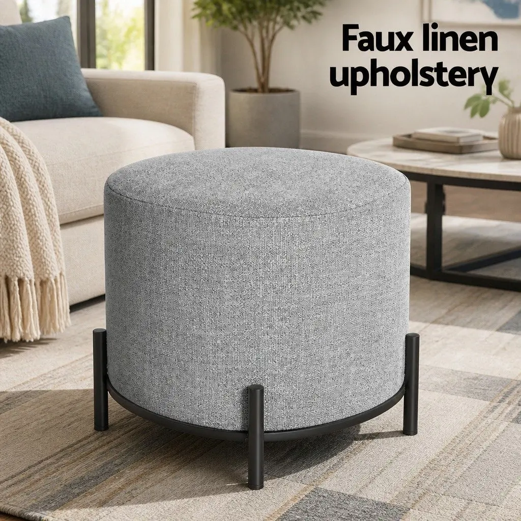 Ottoman Foot Stool Living Room Bedroom Square Grey Black Linen Seat 38cm x 38cm x 40cm