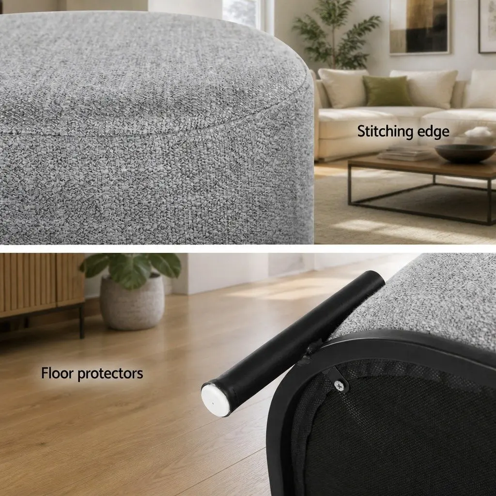 Ottoman Foot Stool Living Room Bedroom Square Grey Black Linen Seat 38cm x 38cm x 40cm