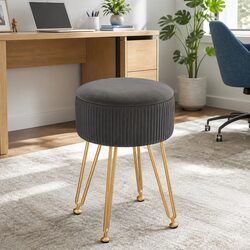 Specifications of Grey Round Velvet Ottoman Footstool