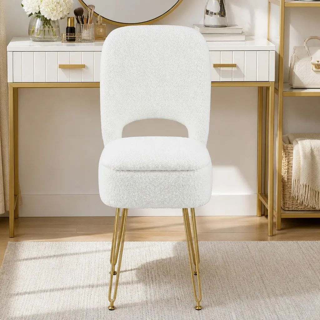 Storage Ottoman Footstool with Backrest for Bedroom Living Room White