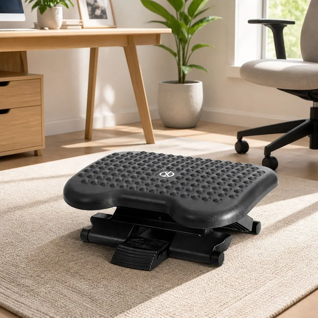 Black Adjustable Footrest Stool