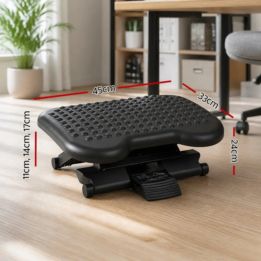 Foot Rest Stool Under Desk Adjustable Angle Acupressure Black 45 x 33 x 24 cm