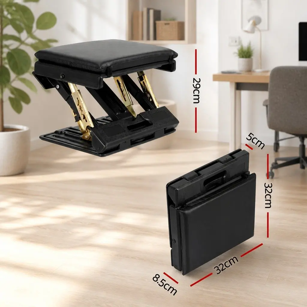Adjustable Footrest Stool for Office Use Black Acupressure Massage Cushion Pad 32x32x29cm