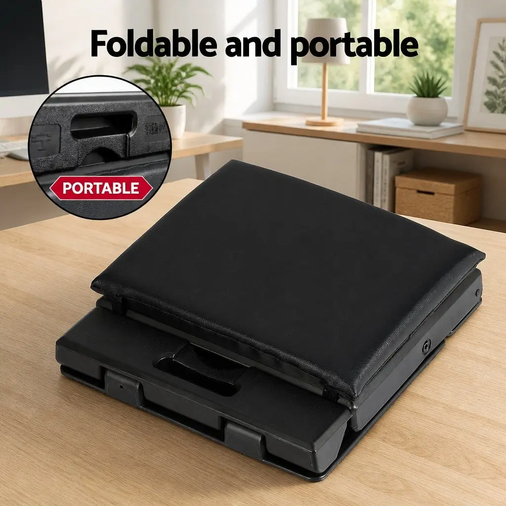 Adjustable Footrest Stool for Office Use Black Acupressure Massage Cushion Pad 32x32x29cm