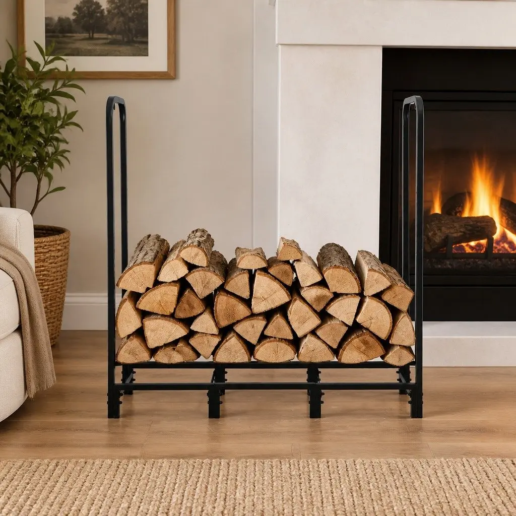 Firewood Rack Storage 120cm Heavy-Duty Log Holder Patio Garage Tools Included