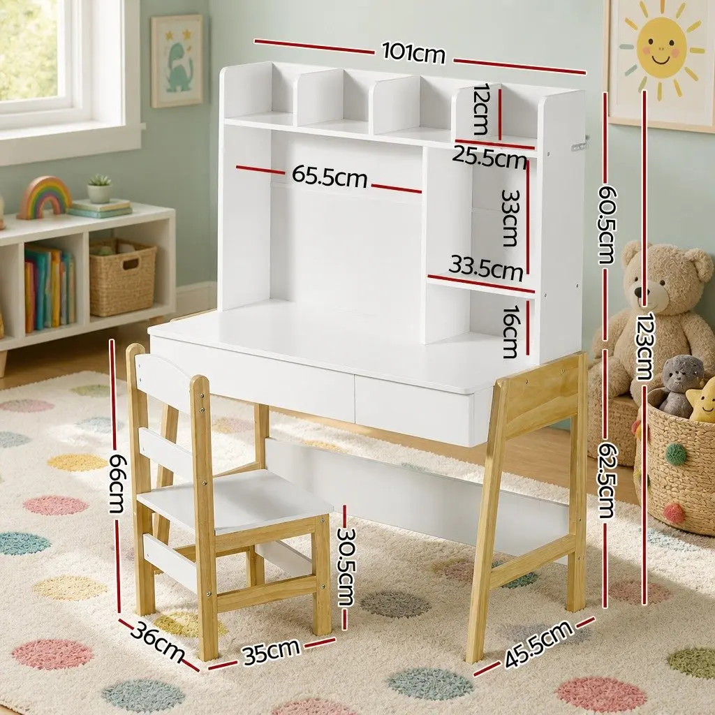 Kids Study Desk and Chair Set for Children Storage Table Activity Furniture