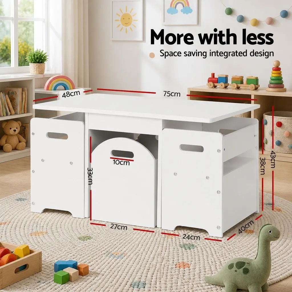 Kids Table and Chairs Set for Play Activity 3 Piece White