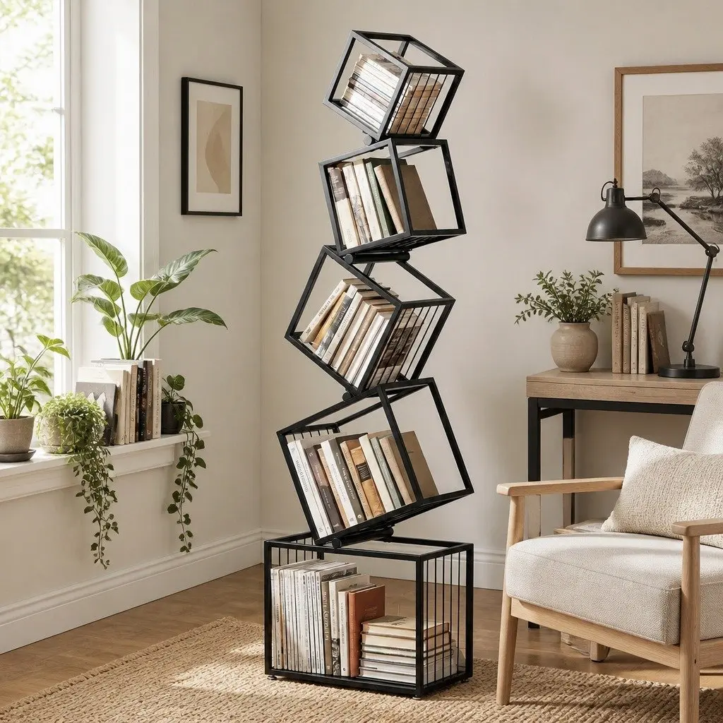 5-Tier Black Bookshelf