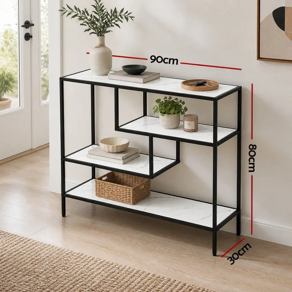 Console Table 4-Tier Storage Shelves Entryway Hallway Slim Side Table Open