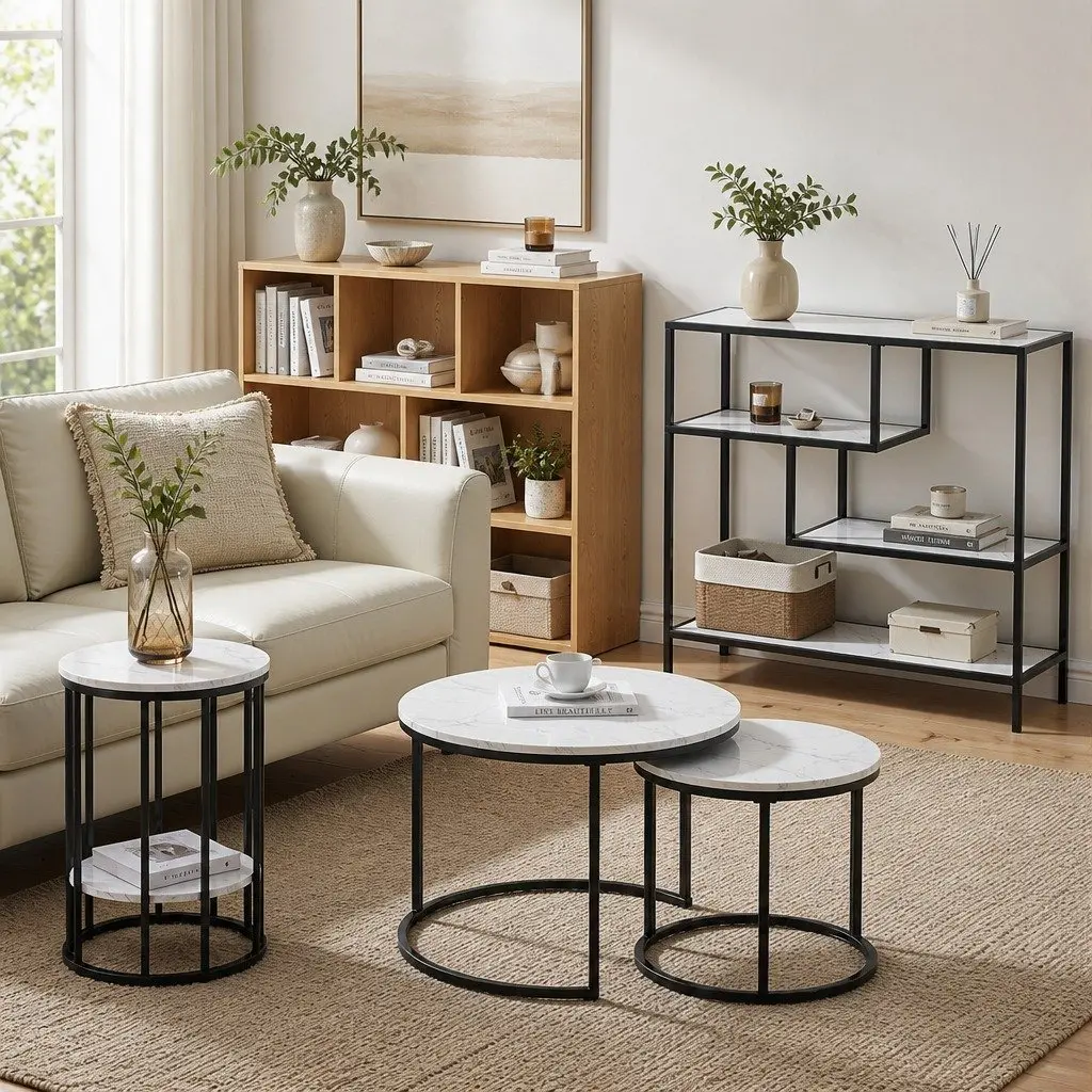 Console Table 4-Tier Storage Shelves Entryway Hallway Slim Side Table Open