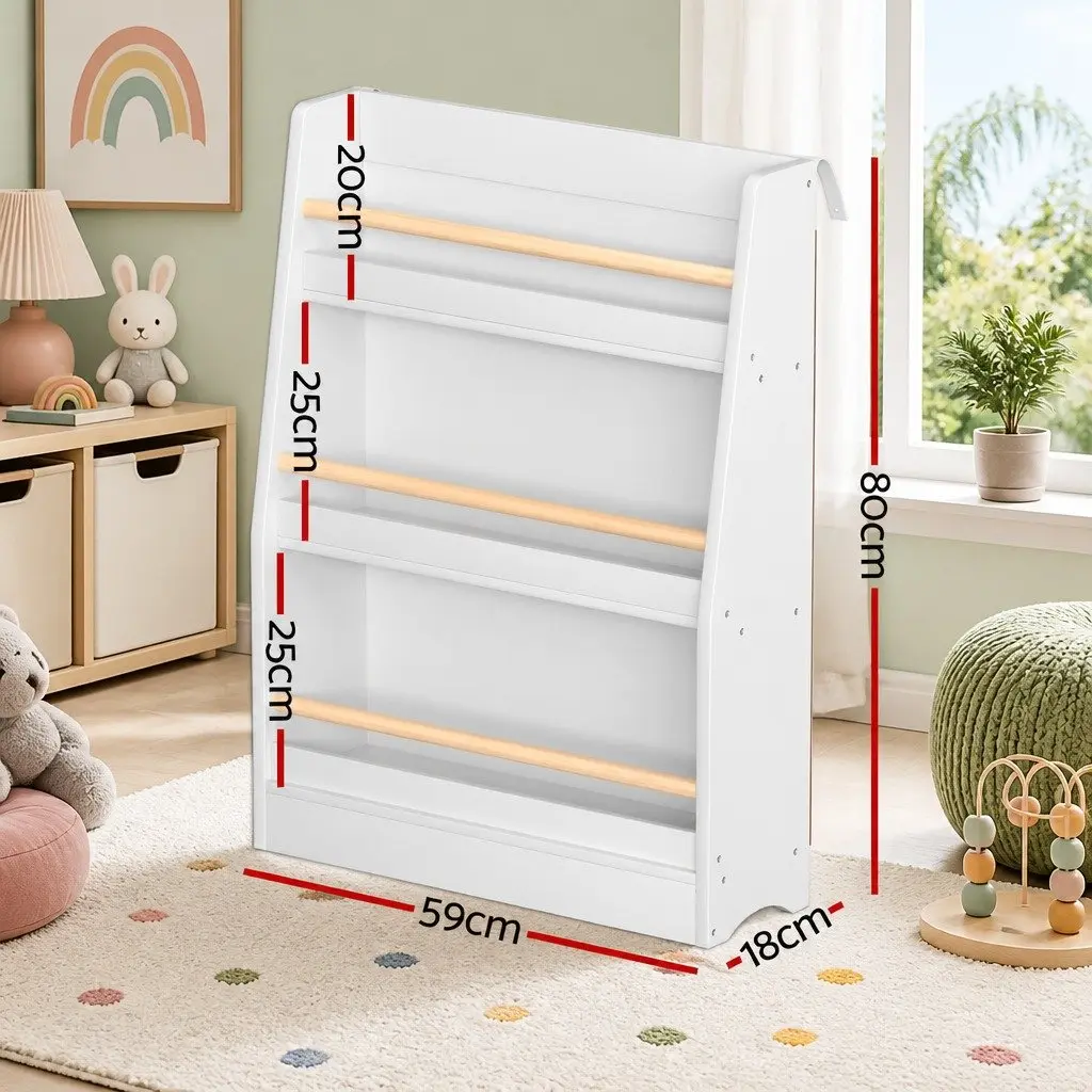 Kids Bookshelf 3 Tier Storage Organiser Yellow for Playroom Living Room Kindergarten