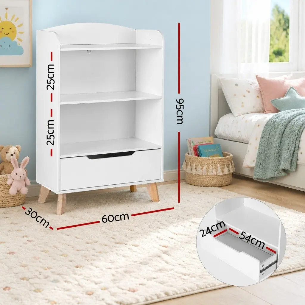 Kids Bookshelf 3 Tier Storage Bookcase Yellow