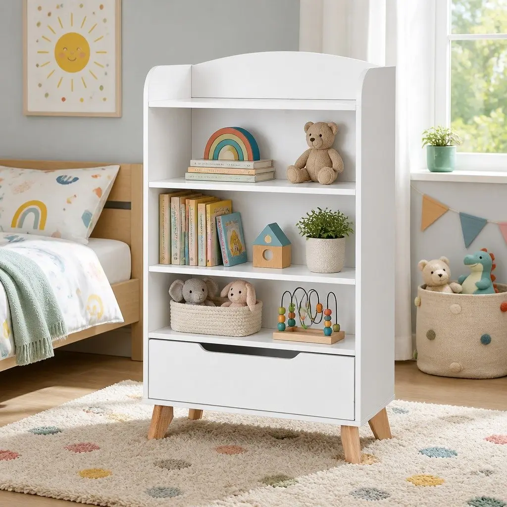 Kids Bookshelf 3 Tier Storage Bookcase Yellow