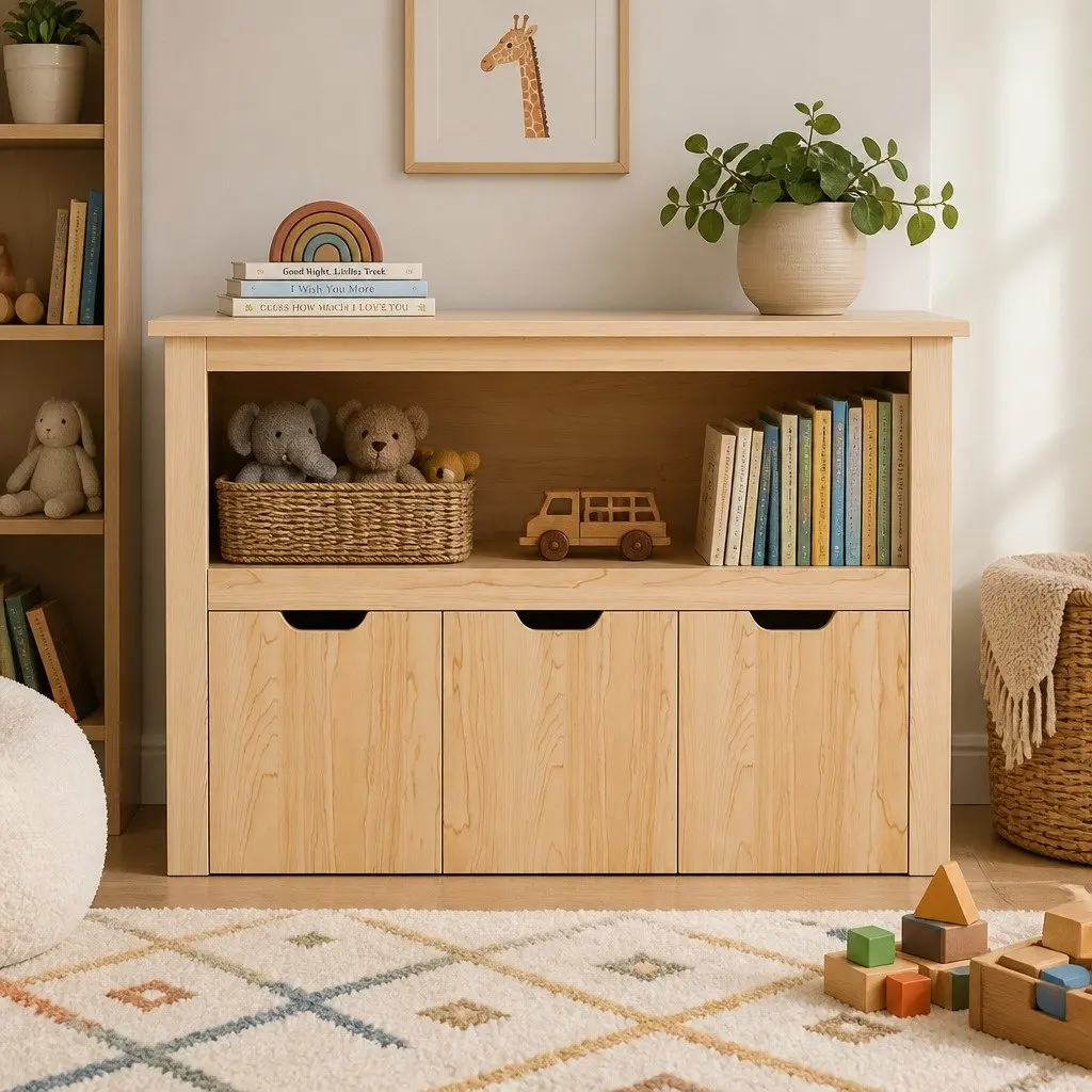Kids Bookshelf for Bedroom Playroom 3 Drawer Wooden Bookcase Toy Organiser