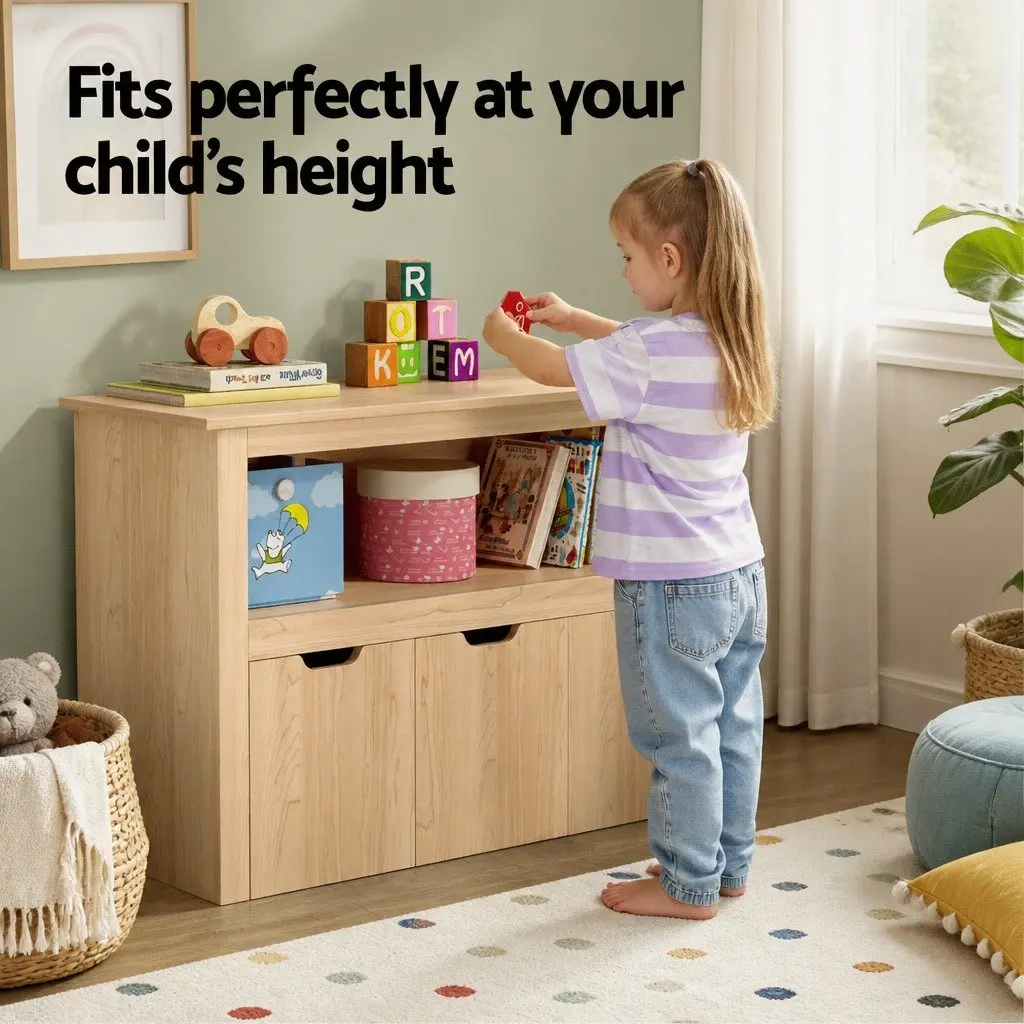 Kids Bookshelf for Bedroom Playroom 3 Drawer Wooden Bookcase Toy Organiser