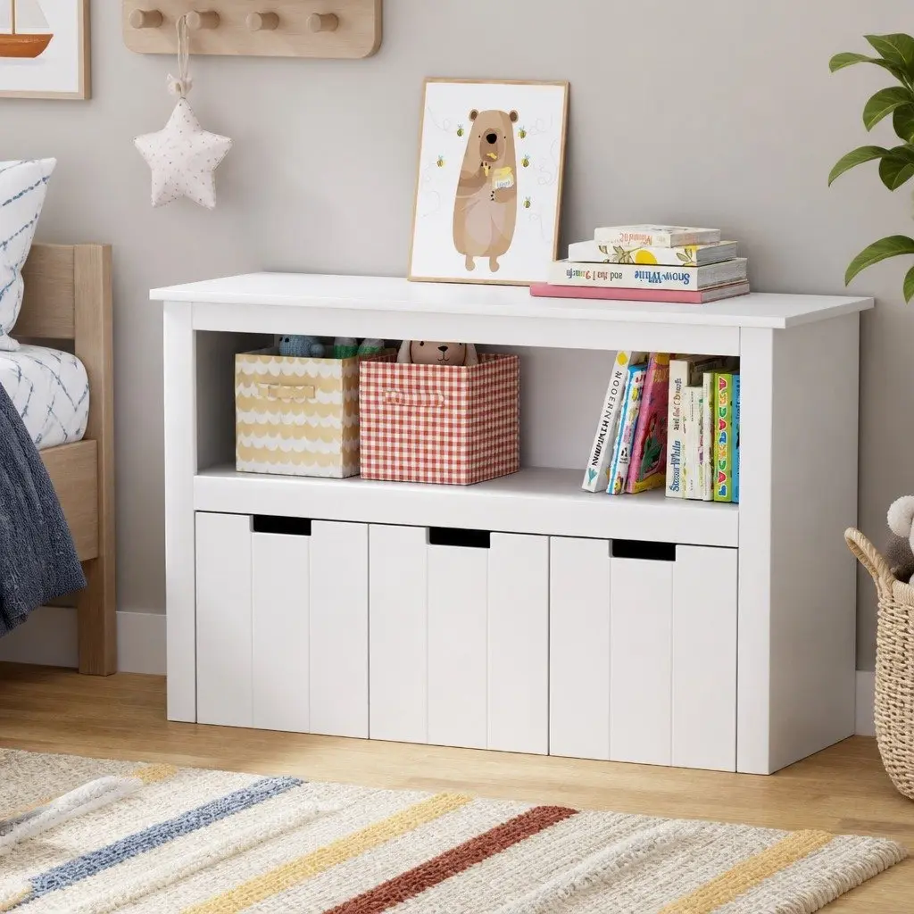 Kids Bookshelf for Children's Room with 3 Drawers Yellow 95.5cm H x 33cm W x 61cm D