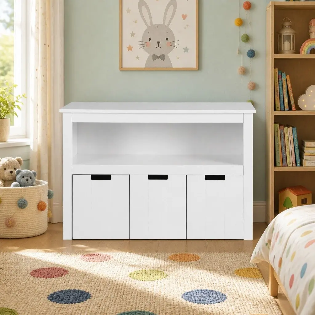 Kids Bookshelf for Children's Room with 3 Drawers Yellow 95.5cm H x 33cm W x 61cm D