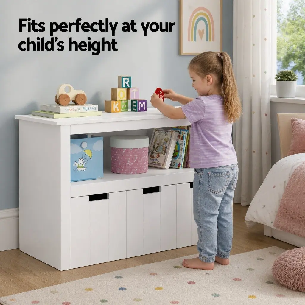 Kids Bookshelf for Children's Room with 3 Drawers Yellow 95.5cm H x 33cm W x 61cm D