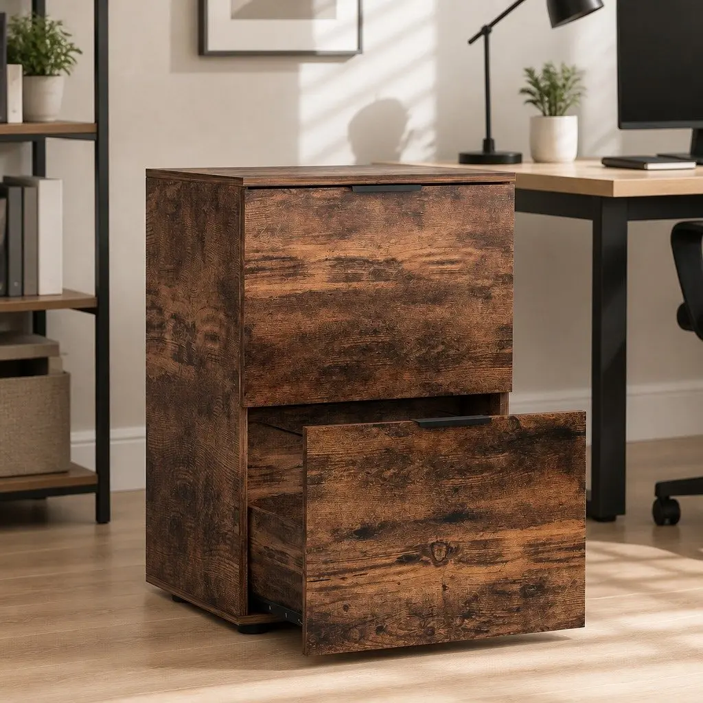 Filing Cabinet 2 Drawer Office Storage Organiser Home Workspace Documents