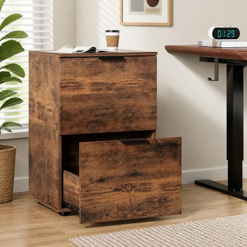 Filing Cabinet Office Storage Organiser 2 Drawer Natural Oak